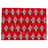 レトロヴィンテージクリスマスガールとツリーハット ラージペーパーバッグ (裏面)