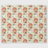 レトロヴィンテージクリスマスガールパーティーバッグ ラッピングペーパー (フラット)