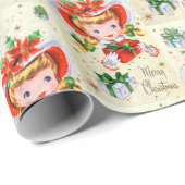 レトロヴィンテージクリスマスガールパーティーバッグ ラッピングペーパー (ロールコーナー)