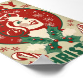 レトロヴィンテージクリスマスガール伝統的デザイン ポスター (角)