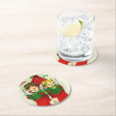 レトロヴィンテージクリスマスキッズパーティーコースター ラウンドペーパーコースター (インサイチュ)
