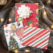 レトロヴィンテージクリスマスキッズホリデイ ラッピングペーパーシート