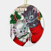 レトロヴィンテージクリスマスキャッツツリーオーナメント セラミックオーナメント (左)