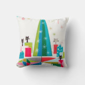 レトロヴィンテージクリスマスキャッツホリデイ クッション (正面)