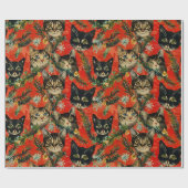 レトロヴィンテージクリスマスキャッツ ラッピングペーパー (フラット)