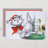 レトロヴィンテージクリスマスキャットアド気持ち シーズンカード (正面/裏面)