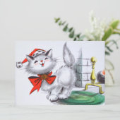 レトロヴィンテージクリスマスキャットアド気持ち シーズンカード (スタンド正面)