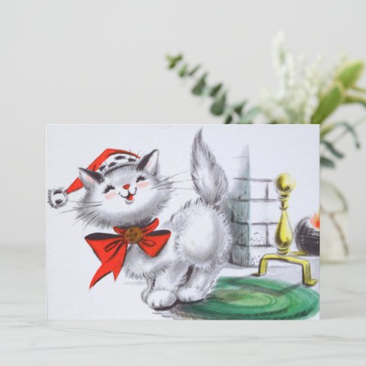 レトロヴィンテージクリスマスキャットアド気持ち シーズンカード (スタンド正面)