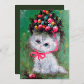 レトロヴィンテージクリスマスキャットカード シーズンカード (正面/裏面)