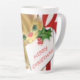 レトロヴィンテージクリスマスキャットホリデイ カフェラテマグ
