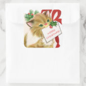 レトロヴィンテージクリスマスキャットホリデイ スクエアシール (バッグ)