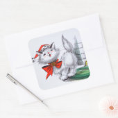 レトロヴィンテージクリスマスキャットホリデイ スクエアシール (封筒)