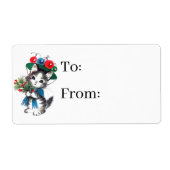 レトロヴィンテージクリスマスキャットホリデイ ラベル (正面)