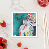 レトロヴィンテージクリスマスキャンディエンジェル スタンダードカクテルナプキン (インサイチュ)