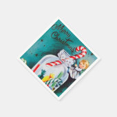 レトロヴィンテージクリスマスキャンディエンジェル スタンダードカクテルナプキン (角)