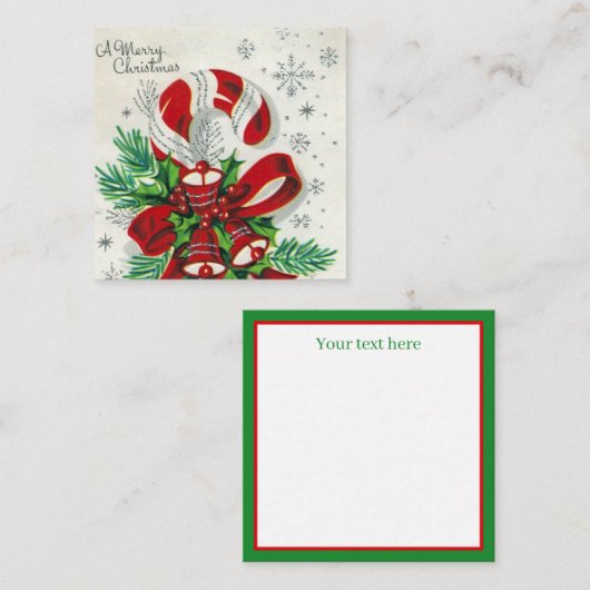 レトロヴィンテージクリスマスキャンディーケーン追加文字 ノートカード (正面/裏面)