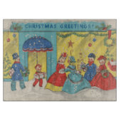 レトロヴィンテージクリスマスグリーティングアンティーク冬 カッティングボード (正面)