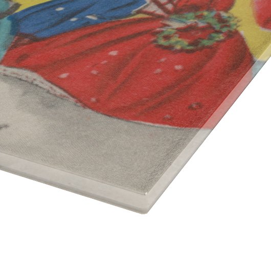 レトロヴィンテージクリスマスグリーティングアンティーク冬 カッティングボード (角)