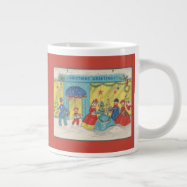 レトロヴィンテージクリスマスグリーティングアンティーク冬 ジャンボコーヒーマグカップ