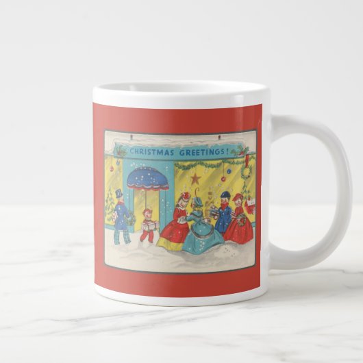 レトロヴィンテージクリスマスグリーティングアンティーク冬 ジャンボコーヒーマグカップ (右)