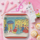 レトロヴィンテージクリスマスグリーティングアンティーク冬 ペーパープレート (パーティー)