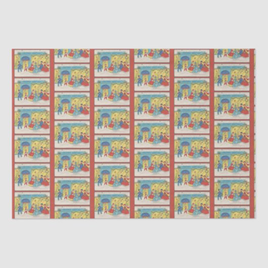 レトロヴィンテージクリスマスグリーティングアンティーク冬 薄葉紙 (正面)