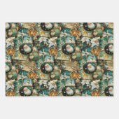 レトロヴィンテージクリスマスコラージトリオ ラッピングペーパーシート (正面3)