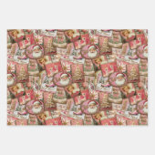 レトロヴィンテージクリスマスコラージトリオ ラッピングペーパーシート (正面2)