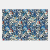 レトロヴィンテージクリスマスコラージトリオ ラッピングペーパーシート (正面)