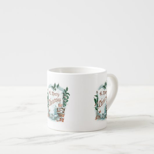 レトロヴィンテージクリスマスサカッコいいンタグリーティング エスプレッソカップ (正面右)