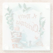 レトロヴィンテージクリスマスサカッコいいンタグリーティング ガラスコースター (裏面)