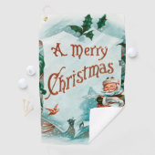 レトロヴィンテージクリスマスサカッコいいンタグリーティング ゴルフタオル (インサイチュ)