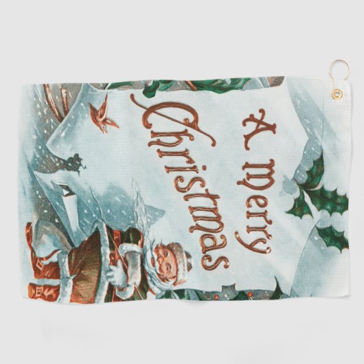レトロヴィンテージクリスマスサカッコいいンタグリーティング ゴルフタオル (横)