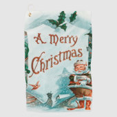 レトロヴィンテージクリスマスサカッコいいンタグリーティング ゴルフタオル (正面)