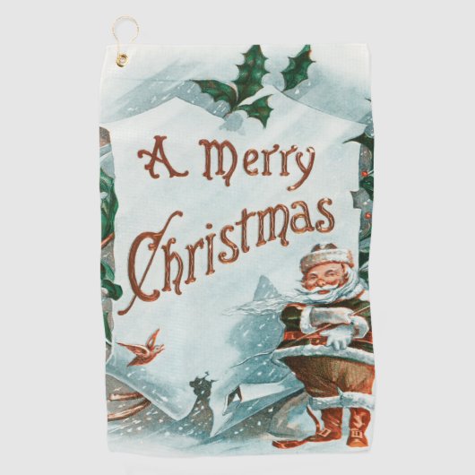 レトロヴィンテージクリスマスサカッコいいンタグリーティング ゴルフタオル (正面)