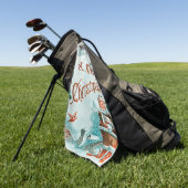 レトロヴィンテージクリスマスサカッコいいンタグリーティング ゴルフタオル (グリーン)