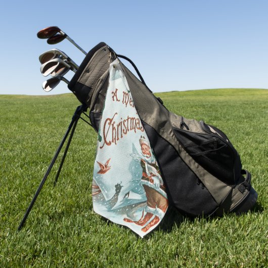 レトロヴィンテージクリスマスサカッコいいンタグリーティング ゴルフタオル (グリーン)