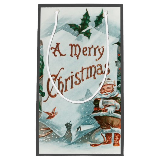 レトロヴィンテージクリスマスサカッコいいンタグリーティング スモールペーパーバッグ (正面)