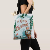 レトロヴィンテージクリスマスサカッコいいンタグリーティング トートバッグ (クローズアップ)