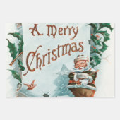 レトロヴィンテージクリスマスサカッコいいンタグリーティング ラッピングペーパーシート (正面)