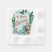 レトロヴィンテージクリスマスサカッコいいンタグリーティング 縁ありカクテルナプキン (正面)