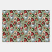 レトロヴィンテージクリスマスサンタとオーナメント ラッピングペーパーシート (正面)