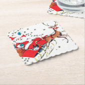 レトロヴィンテージクリスマスサンタとスリー ペーパーコースター (アングル)
