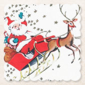 レトロヴィンテージクリスマスサンタとスリー ペーパーコースター (正面)