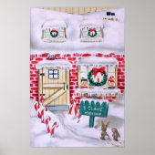 レトロヴィンテージクリスマスサンタのワークショップポスター ポスター (正面)