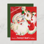 レトロヴィンテージクリスマスサンタアドメッセージカード シーズンカード (正面/裏面)