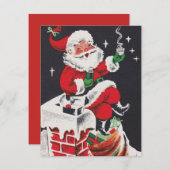 レトロヴィンテージクリスマスサンタアドメッセージカード シーズンカード (正面/裏面)