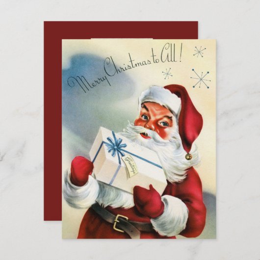 レトロヴィンテージクリスマスサンタアド名札 シーズンカード (正面/裏面)