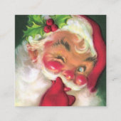 レトロヴィンテージクリスマスサンタアド情報 スクエア名刺 (正面)