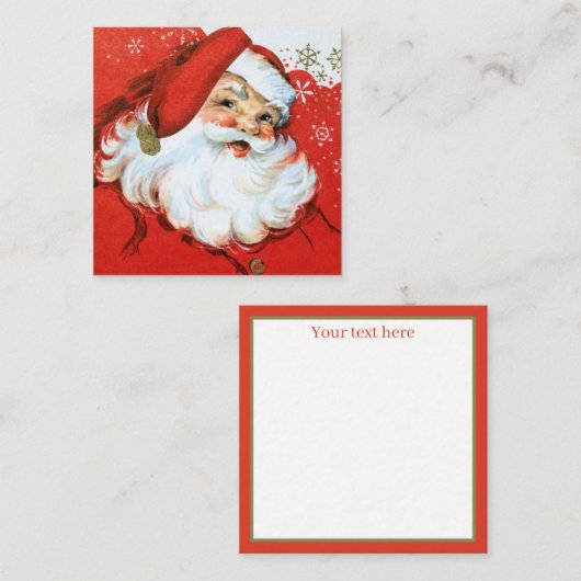 レトロヴィンテージクリスマスサンタアド情報 スクエア名刺 (正面/裏面)